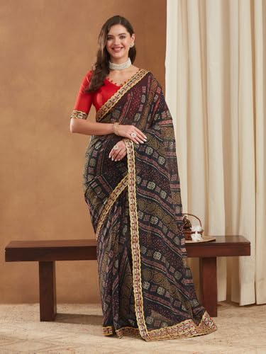 Image of Women's Banarasi Silk With Jacquard Print Saree With Blouse