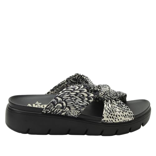 Image of Alegria Women Rylie Vegan Leather Lightweight Platform Satin Scarf Tie Slide Sandal