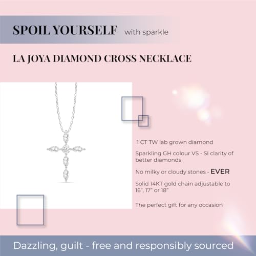 Diamond Cross Necklace for Women | 1 CT. TW Lab Grown Marquise Diamond Cross | Genuine 14K Solid Gold Cross Necklace3