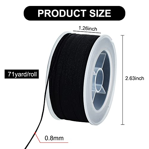 Cordón de nailon negro de 0,8 mm para pulseras y macramé de 70 yardas 3