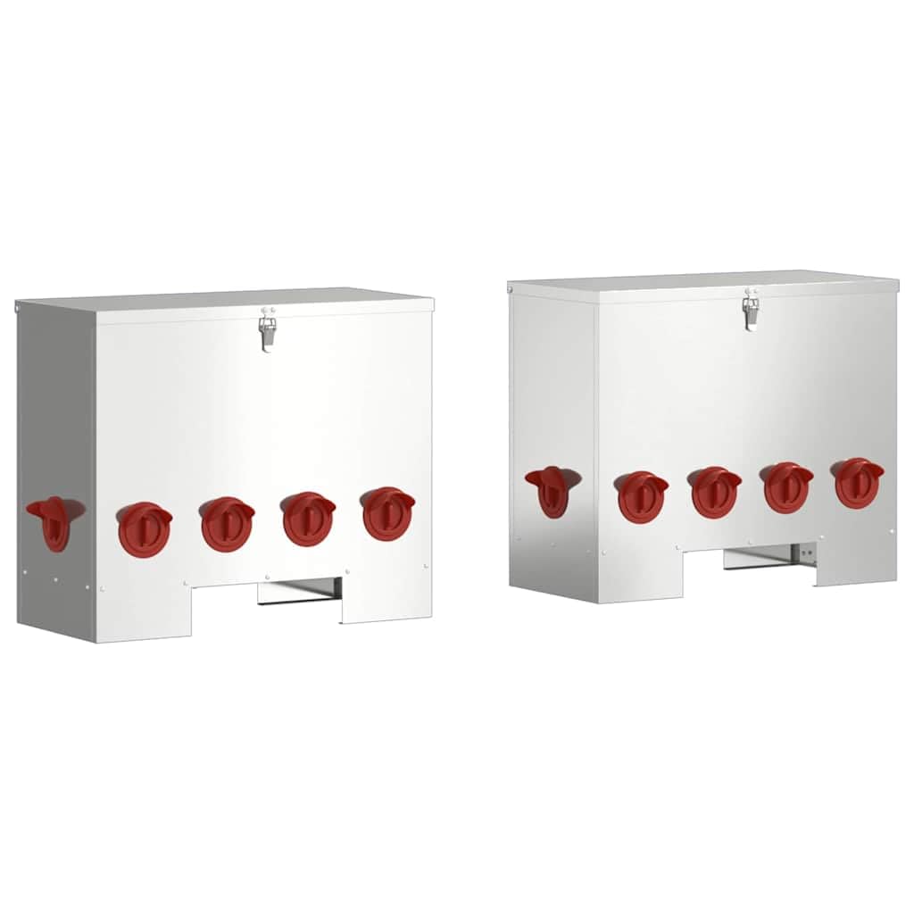 Comedero para gallinas (2 unidades, 60,5 x 29 x 51 cm, acero galvanizado)