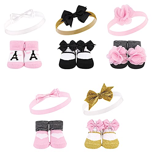 Image of Hudson Baby Girl's Headband and Socks Giftset