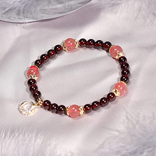 Bracelet cristal quartz fraise et grenat pour style quotidien