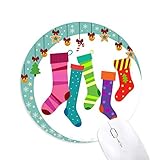 Frohe Weihnachten bunte Strümpfe Illustration Maus Pad Jingling Bell Rund Gummi Mat