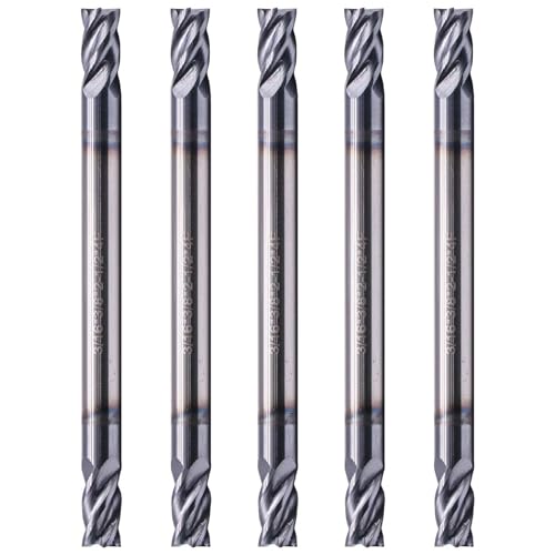 Image of 5Pcs 3 /16 inch 4 Flute Solid Carbide Square End Mill, Double End, AlTiN Coated | 35 Degree Helix, 3 /16 inch Cutting Diameter, 3 /16 inch Shank Diameter, 3 /8 inch Length of Cut, 2-1 /2 inch Overall Length
