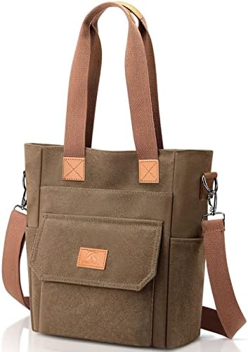 VOBUKE Women Canvas Shoulder Bag Capacity Crossbody Handbags Vintage Ladies Shopping Hobo Bag Large Tote Beach Multifunction Bags with Zip for Women Girls Work,Shopping, School, Travel, Holiday