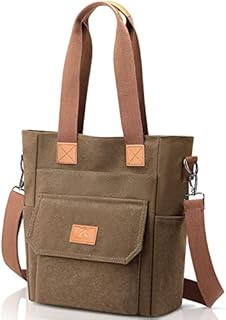 VOBUKE Women Canvas Shoulder Bag Capacity Crossbody Handbags Vintage Ladies Shopping Hobo Bag Large Tote Beach Multifunction Bags with Zip for Women Girls Work,Shopping, School, Travel, Holiday