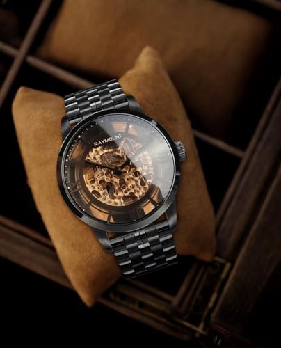 Image of FORSINING Men's Automatic Watch with Mechanical Movement, Skeleton Dial and Leather Band