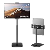 tounee Height Adjustable Tablet Stand, 3.5lb (1.6kg) Max Support, Up to 18" Tall, Slim Portable Monitors Stand Compatible with iPad Pro 12.9, Surface Pro, All 4.7"-15.6" Devices - Black
