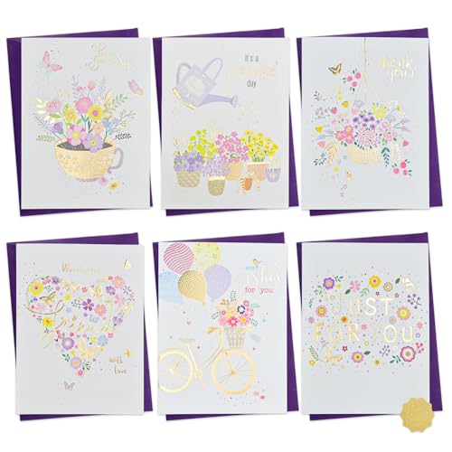 DISJOURNEY Birthday Greeting Cards Assortment - Assorted Greeting Card Birthday Cards Bulk - 5.5x7 Inches Thank You Card 6 pack for Women Girls Friend with Envelopes & Stickers