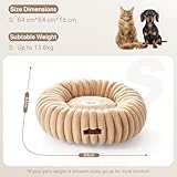 MEWOOFUN Hundebett Mittelgroße Hunde Waschbares - Donut Hundebett mit Rutschfester Unterseite, Hundebetten Großes Katzenbett Flauschig Beruhigendes Anti-Angst, Kamel 64x64cm