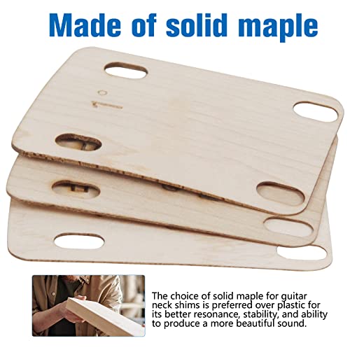 3 Pcs Guitar Neck Shims, Made Of Solid Maple, Protective Guitar Neck Gasket For Bolt-On Neck, 0.25°, 0.5°, And 1°Degree Guitar Plate For Guitar And Bass Repair #TOP4