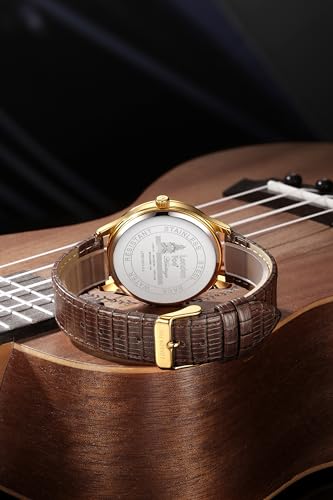 Image of London Fog Brixton Collection Analog Quartz Vintage Watch for Men with Round Dial, Luminous Numerals, Curved Mineral Glass & Leather Strap - LFM10011