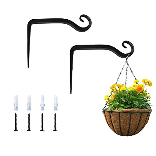 FIYSON 6'' Pflanzenhalterung Blumenampelhalter Eisen Wandhaken Blumenampel Metall Pflanze Aufhänger Haken Heavy Duty Wandhaken für Indoor Outdoor hängenden Blumenkorb Vogelfütterer Laternen Windspiele