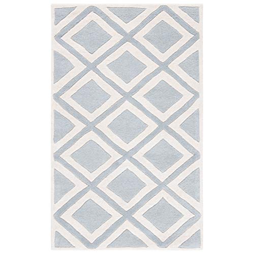 SAFAVIEH Chatham Collection 3' x 5' Grey/Ivory CHT759E Handmade Geometric Premium Wool Area Rug