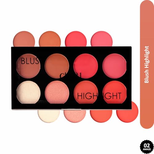 Image of Glam21 Blush & Highlighter Palette|Silky Smooth Pigments for Long-Lasting Shimmer Glow | Buildable Radiance | Lightweight & Blendable Formula | Suitable for All Indian Skin Tones | 21.5 gm - Amaze -02