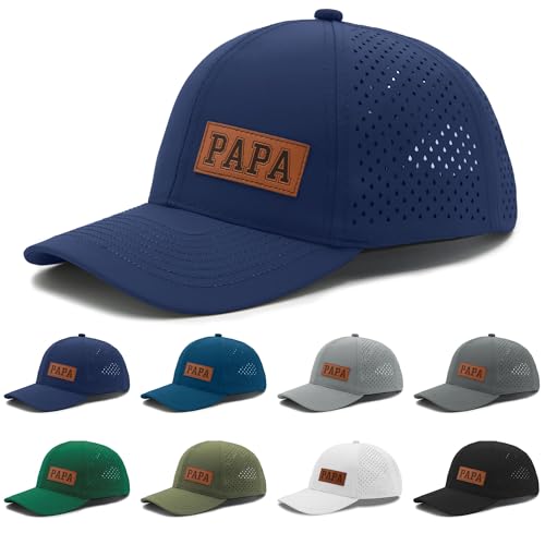 Best Dad Papa Dad Waterproof Baseball Cap, Breathable Quick-Dry Outdoor Hat, Adjustable Fit Windproof Protection Sports Cap for Hiking, Fishing, Golf & Daily Wear Dark Blue