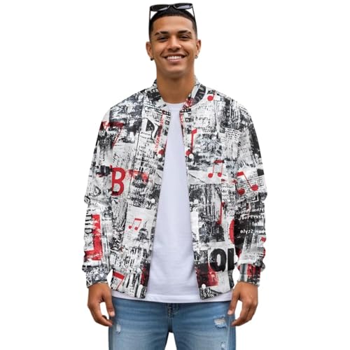 Ypexeognv Newspaper Graffiti Men's Comfy Warm Slim Fit...