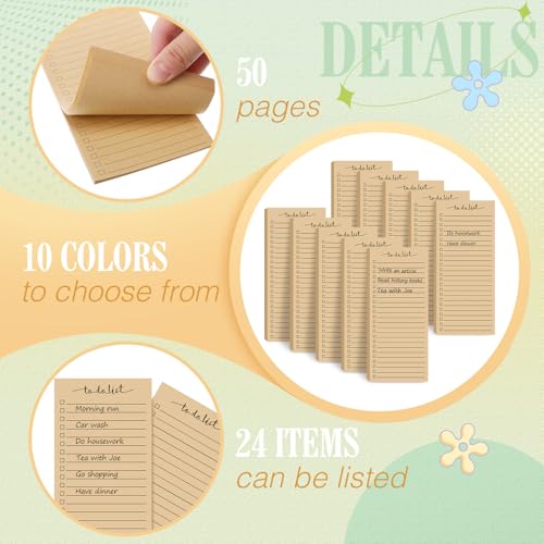Image of Censen 10 Pack 500 Sheets to Do List Notes Daily Checklist Notepad with 50 Sheets Undated Memo Pad Color Block Shopping List Weekly Plan Notepad Organizer Planners(Wood Color,Lined) | Note Book 509 Sheets Colorful Memo Pad Office School Supplies Planner Shopping Weekly Plan Task Organizer Tear-off Design