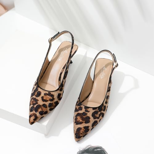 Image of Mostrin Kitten Heels for Women Pointed Toe Pumps Patent Leather Low Heel Slingback Heels with Buckle Dress Shoes for Dating Party Working