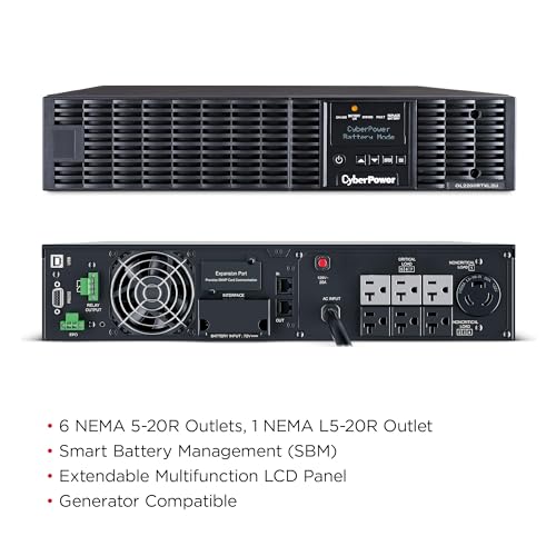 Image of CyberPower OL2200RTXL2U Smart App Online UPS System, 2200VA /1800W, 7 Outlets, 2U Rack /Tower