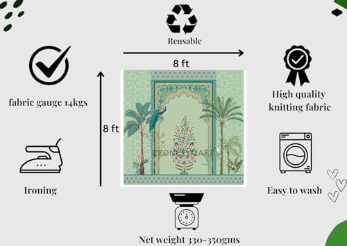 Image of Wedding Decorations Curtains for Background |Peacock backdrops Decorations Cloth|Pooja Backdrop Cloth (8 8 FT) Green Two Banana Tree | Traditional Decoration Backdrop | sankranti Backdrop