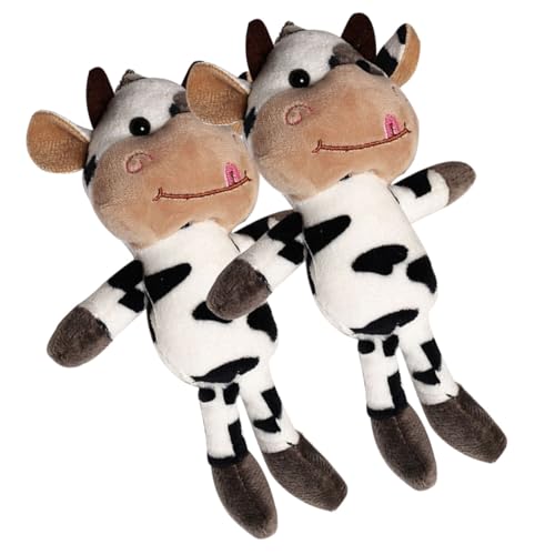 Mikikit 2 Pièces Porte-clés Peluche Vache Cartoon Pendentif Décoratif Doux et Léger pour Sac à Dos et Clés Peluche Résistant et Attrayant