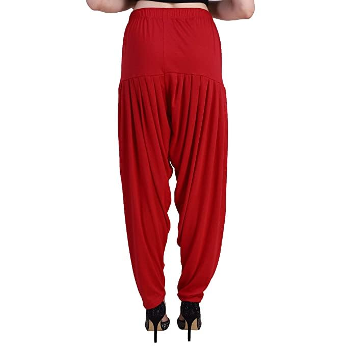 Image of Ultra Soft Rayon Viscose Solid Attractive Pleated Pattern Casual wear Patiala Pants for Womens