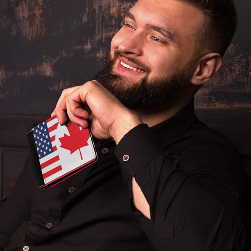 U.S. Flag Canada Flag Mens Bifold Wallet RFID Blocking Minimalist Front Pocket Wallets with Card Slots Stylish Gifts4
