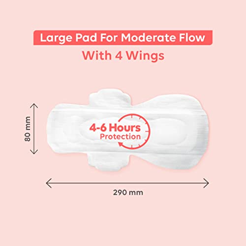 Image of LAIQA Ultra Soft Moderate Flow Sanitary Pads for Women| 30 Large Premium Pads with 30 Disposable Bag+2 Free Pantyliners|Made with Natural Fibers|Rash-Free Pads with 4 wings|No Chlorine|No Fragrance