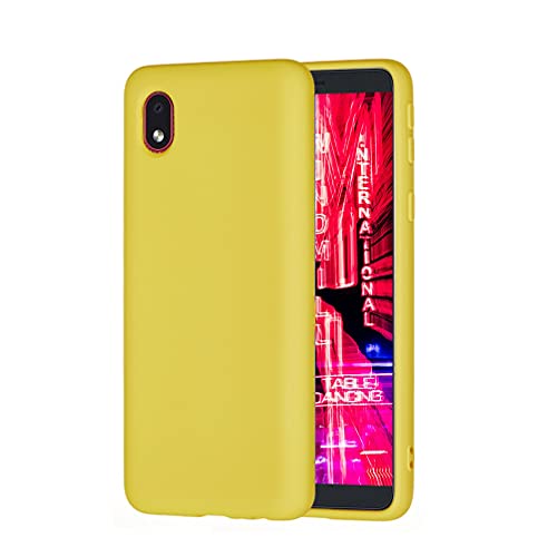 BRAND SET Funda para Samsung Galaxy A01 Core, Caja Teléfono Silicona Líquida, con Forro Tela Microfibra Estuche Protector Suave al Tacto Carcasa para Samsung Galaxy A01 Core-Amarillo