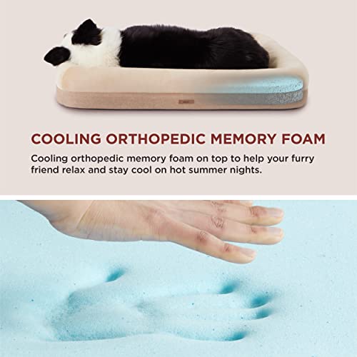 Lesure Bamboo Charcoal Memory Foam Dog Bed - Orthopedic Dog Bed For Small Dogs Made With Certipur-Us® Certified Foam, Bolster Pet Bed With Removable Washable Cover And Waterproof Lining, Khaki Cream #TOP1