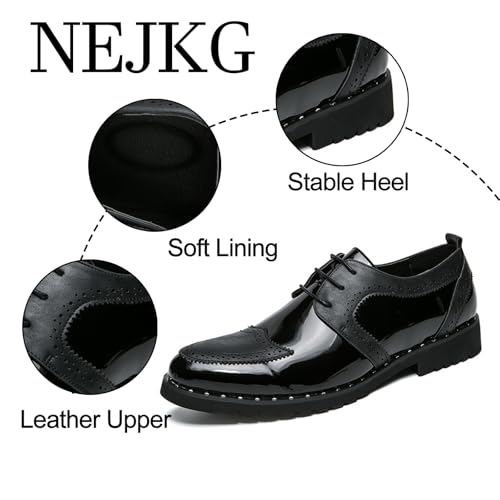 Men's Patent Leather Lace Up Dress Oxford Shoes Fashion Splicing Comfort Non Slip Soft Business Shoe Casual Work Outdoor Brogue Oxfords3