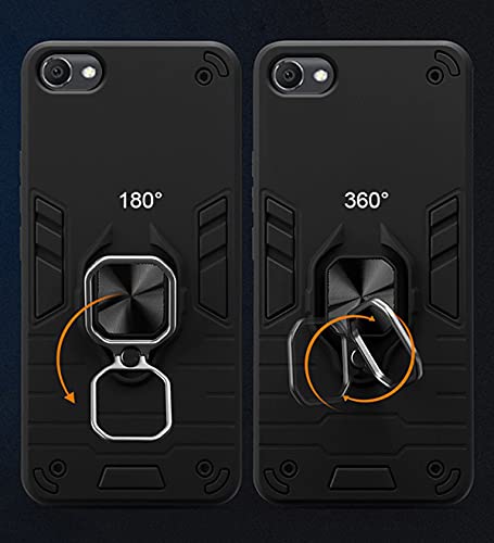 Image of Pikkme D5 Tough Armor Bumper Back Cover Case for Vivo V5,Vivo V5s,Vivo Y66,Vivo Y67|Ring Holder & Kickstand in-Built (Black)