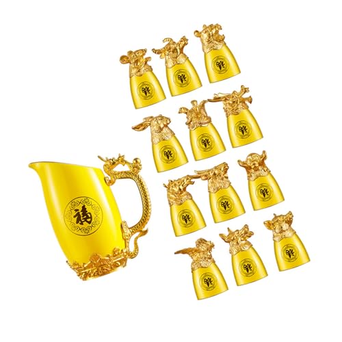 Kit à liqueur en céramique jaune SHOWERORO et design animaux chinois de prestige - 2