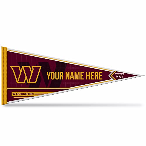 Image of Rico Industries NFL Football Washington Commanders Personalized - Custom 12 inch x 30 inch Soft Felt Pennant - EZ to Hang