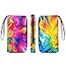 BSUYGET Neon Rainbow Splatter Ink Leather Wallet for Women Fashion Long Purse with Zipper Credit Card Holder