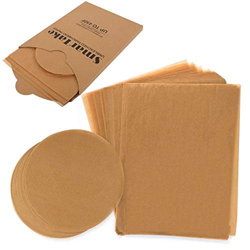 SMARTAKE 120 Pcs 12Ã16 Inches Parchment Paper with SMARTAKE 100 Pcs 12x16 Inches Rectangle & 100Pcs 9 Inches Round Set, Perfect for Baking Grilling Air Fryer Steaming Bread Cake Cookie and More