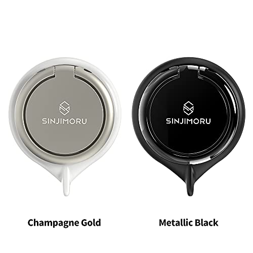 Sinjimoru Detachable Metal Phone Ring Holder Finger Kickstand, 360 Degree Rotation Available Phone Holder For Hand & Phone Grip Stand For Iphone & Galaxy. Sinji Mount Ringo Metallic Black #TOP6