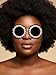 Woeoe Pearl Round Sunglasses Circle Sun Glasses for Women White Trendy Eye Glasses Classic Shades Vintage Men Bling Party Sunglasses Eyewear