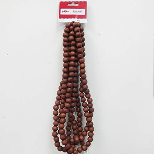 Holiday Time Christmas Wooden Bead Garland Wood Bead Garland Christmas Tree Decorations for Christmas Holiday Favors, 12 Feet (Brown)