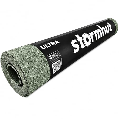 Heavy Duty Polyester Reinforced Shed Felt Roll 10m x 1m Mineral Green Roofing Felt Waterproof Tear Resistant Roof Felt for Sheds Garages & Garden Buildings Nails Included