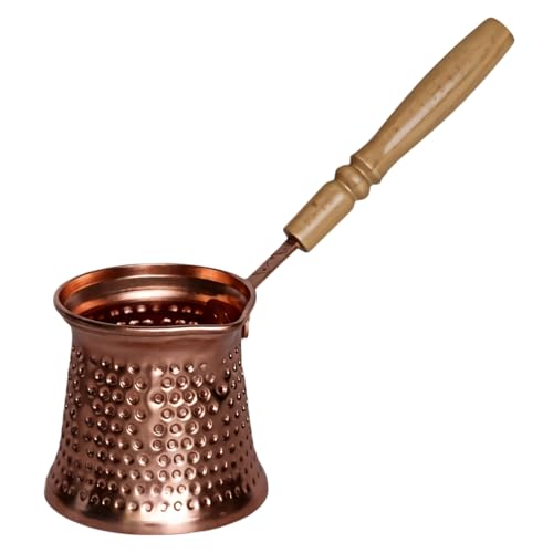 yeeplant Caffettiera turca in rame, con manico in legno, capacità 350 ml, ideale per caffè turco, greco e arabo