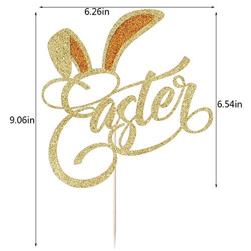 Qertesl Easter Cake Topper，Bunny Ears Cake Decoration，Easter Birthday Party Decoration，Spring Themed Party Decorations Supplies #TOP3
