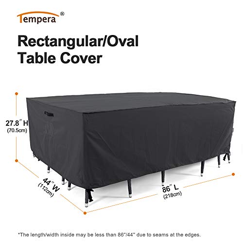 Tempera 86'' X 44'' X 27.8'' Outdoor Dining Set Cover For Outside Table And Chairs, Rectangle Patio Table Covers For Outdoor Furniture, Anti-Fading, Waterproof, Space Grey #TOP1