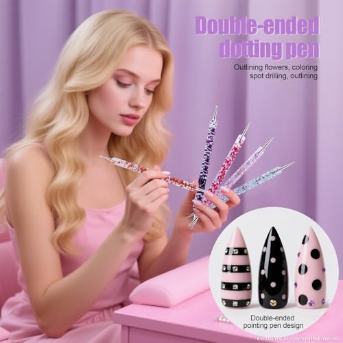 Image of Artdone 38Pcs Nail Striping Tape Lines Kit With Nail Art Pens Dotting Tools And Liner Brushes For Gel Polish Small Detail Drawing Design Paint