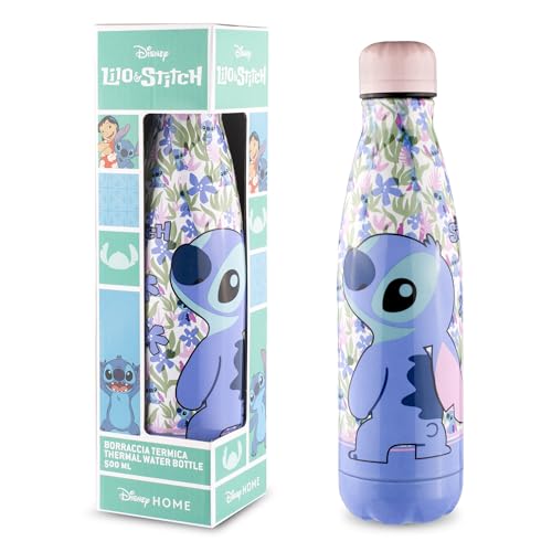 Coriex Kinder Trinkflasche Stitch BPA-freie Thermo Aluminiumflasche 500ml Isoliert Nachhaltige Wasserflasche Rosa
