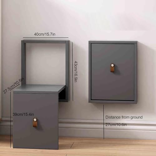 Wall-Mounted Folding Shoe Changing Stool - Solid Wood, Space-Saving Design for Entrance, Bathroom, Bedroom - Invisible Wall Seat, White Finish (1)