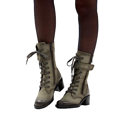 CAPRICE Damen Stiefeletten mit Absatz Memotion aus Leder Blockabsatz Weite G, Grün (Khaki Nubuc), 39 EU – Ansicht 6