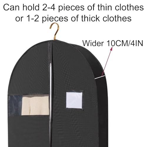 Wide Suit Cover Bags, Garment Bag with 4 Pockets, Large Capacity, Suitable for Uniforms, Dance Clothes, Dresses, Down Jackets(White,60x10x125cm/24x3x49in)4